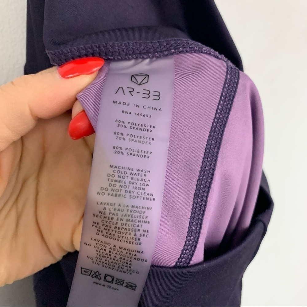 AR-33 Womens Purple High Waist Leggings sz M - Picture 9 of 11
